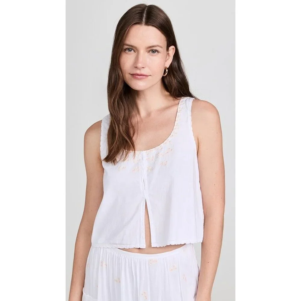 NWT Ciao Lucia Francie White Voile Hook & Eye Cotton Top Women's Small S - Picture 2 of 8